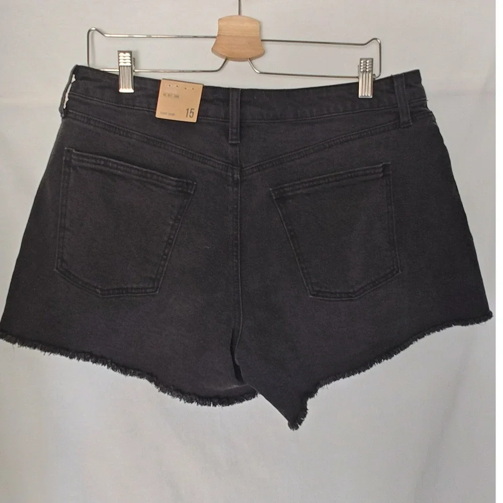 Project Indigo Baggy Denim Shorts Cutoffs size 15 Black Raw Hem No.‎ 001-DNM new